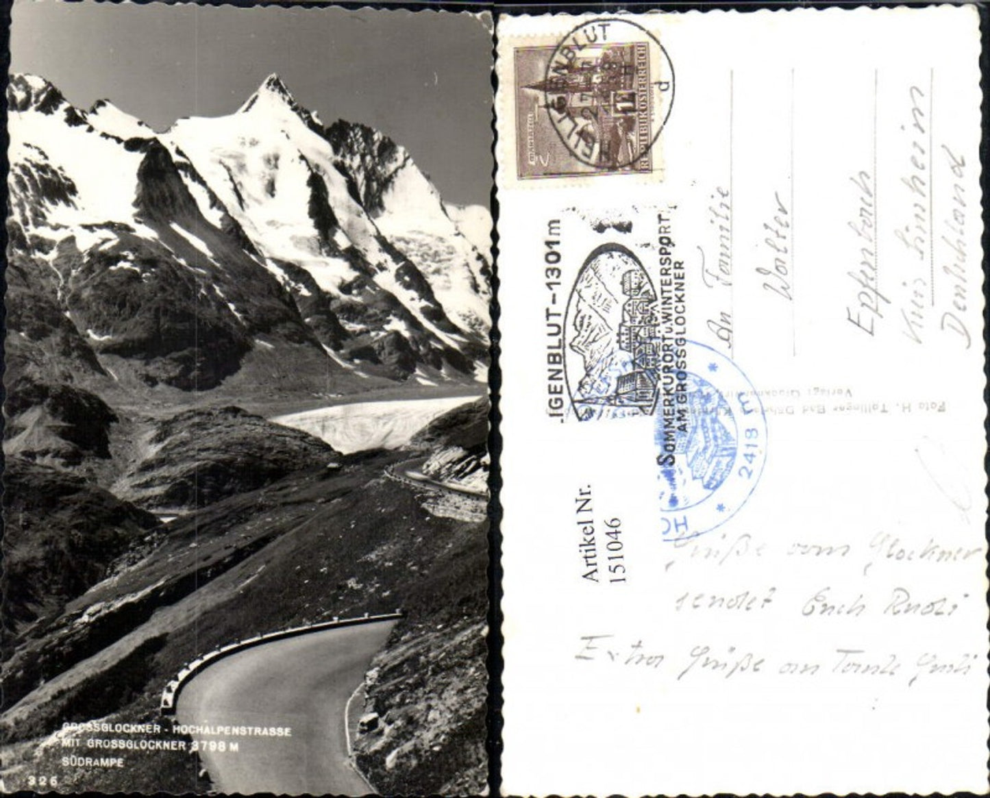 151046,Großglockner Hochalpenstrasse Südrampe Heiligenblut Strassenansicht 1959