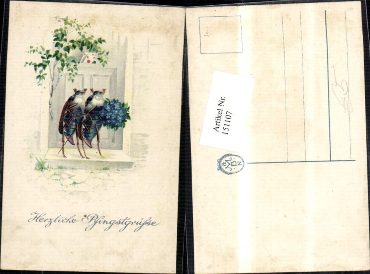 151107, Pentecost June beetle beetle as postman bouquet front door