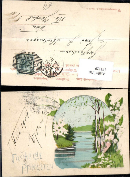 151129, Pentecost River scene framed by flowering trees and flowers 1901