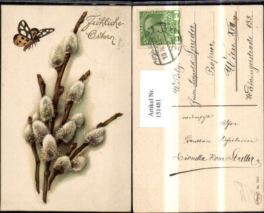 151481, Easter pussy willow branch, butterfly, glitter lettering