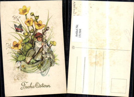 151504, Easter Child with Lamb Flowers Butterfly