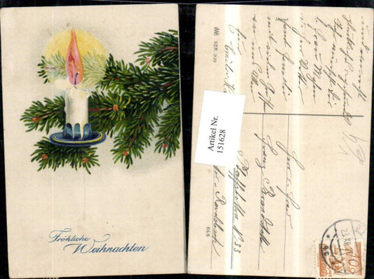 151628, Christmas Fir branch Burning candle pub HWB 2129