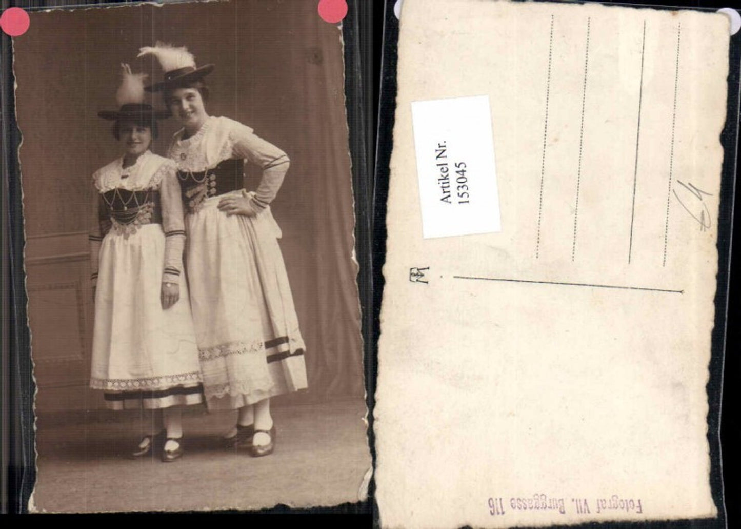 153045,Schöne Frau m. Hut Trachten Tracht Kleid Salzkammergut