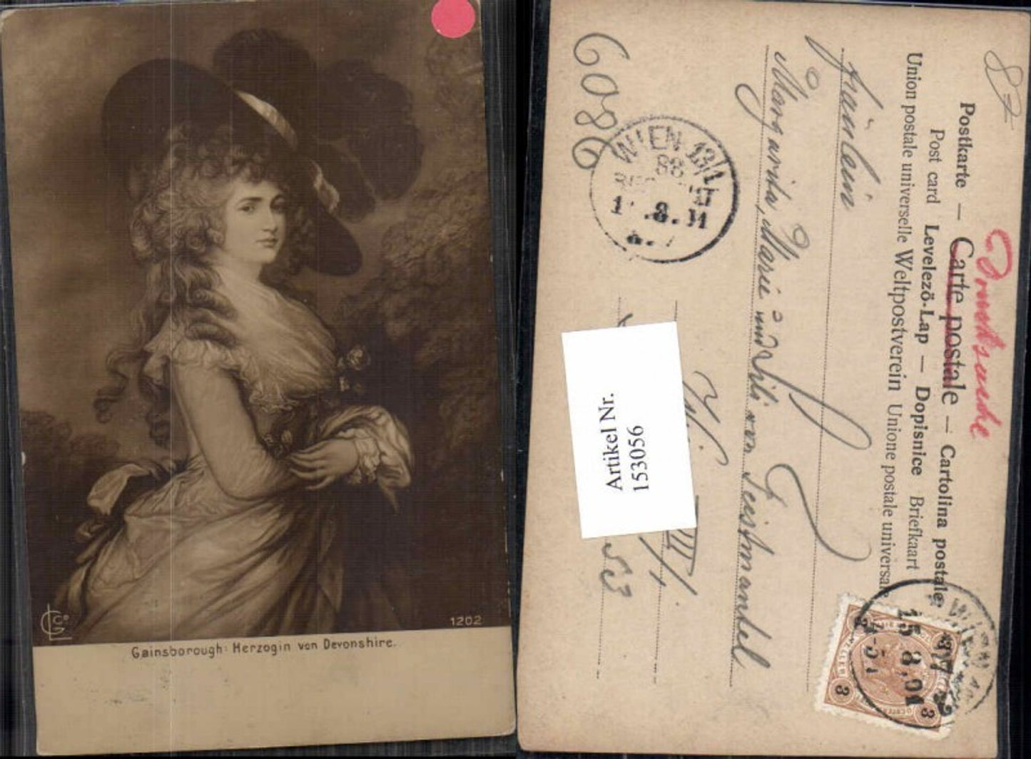 153056,Schöne Frau m. Hut Gainsborough Herzogin von Devonshire