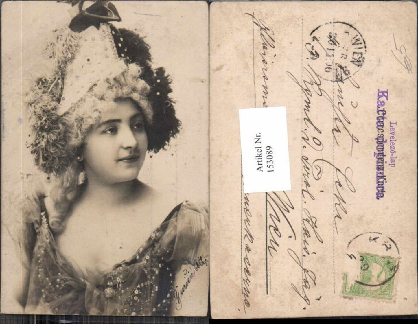 153089,Schöne Frau m. Hut Hutmode Mode um 1900