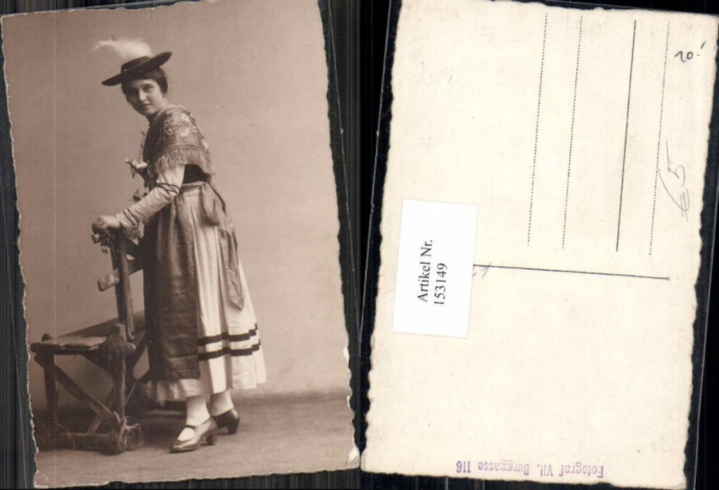 153149,Schöne Frau m. Hut Hutmode Tiroler Tracht Trachten Kleid