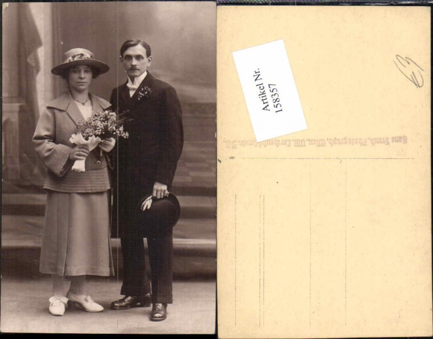 158357,Schöne Frau m. Hut Atelier FotoAK