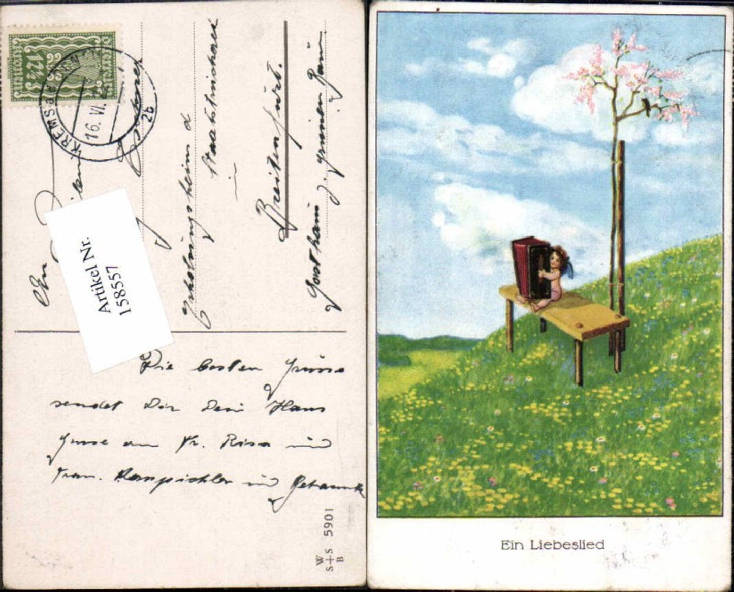 158557,Süsse Kinder Engel m. grosser Ziehharmonika