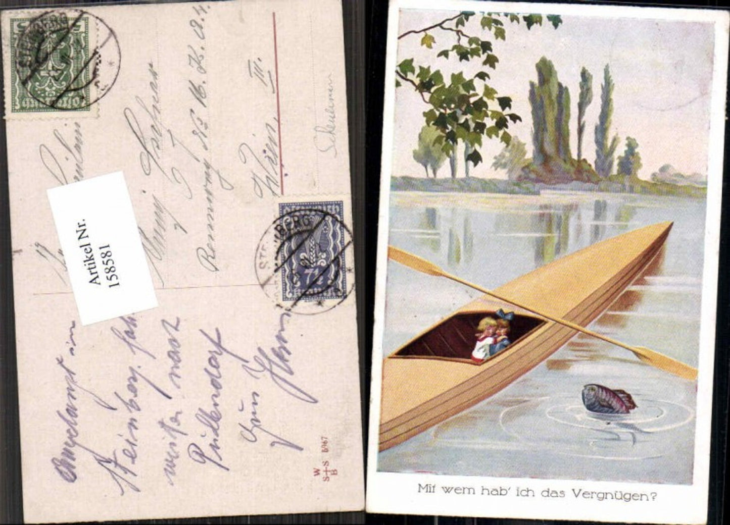 158581,Süsse Kinder Fisch Boot Ruderboot Mit wem hab ich das Vergnügen