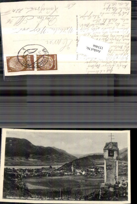 153466,Spitz a. d. Donau Wachau Ansicht m. Frau Kinder 1941
