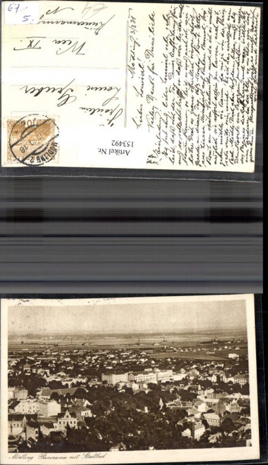 153492,Mödling Panorama m. Stadtbad 1931