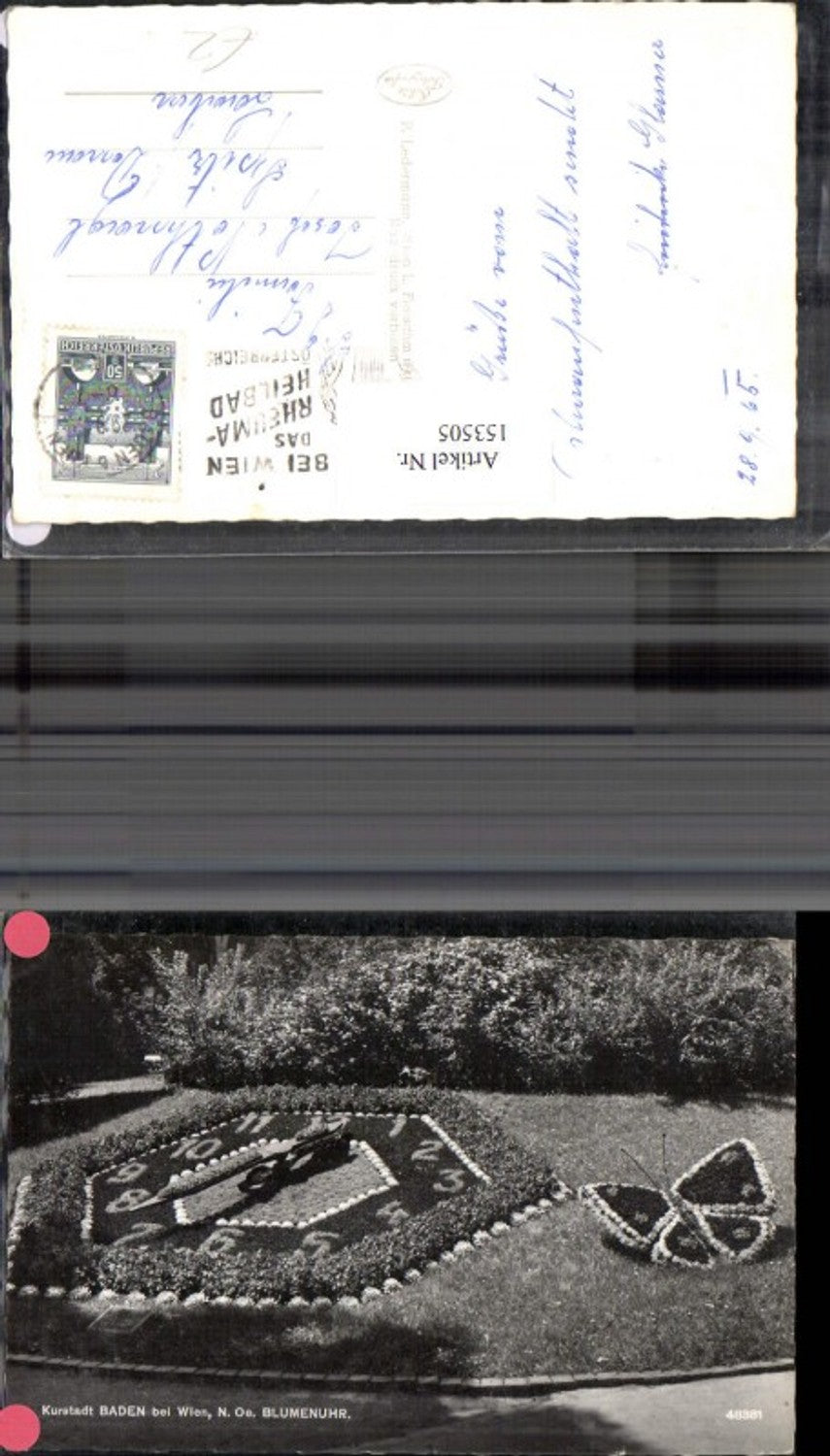 153505,Baden b. Wien Blumenuhr 1965