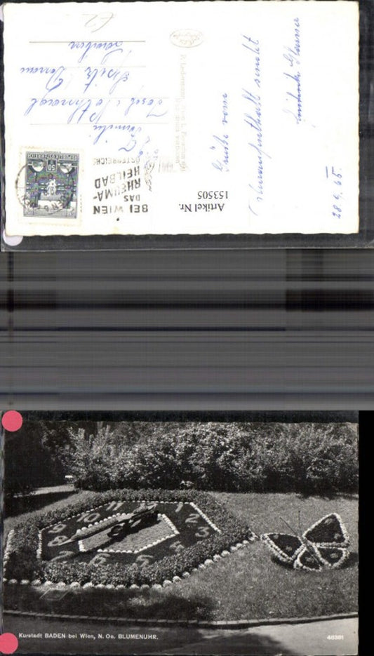 153505,Baden b. Wien Blumenuhr 1965