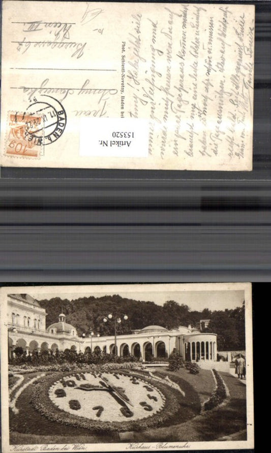 153520,Baden b. Wien Kurhaus Blumenuhr 1929