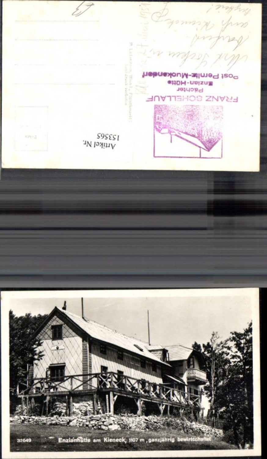 153565,Pernitz Muckendorf Enzianhütte a. Kieneck Pächter Franz Schellauf