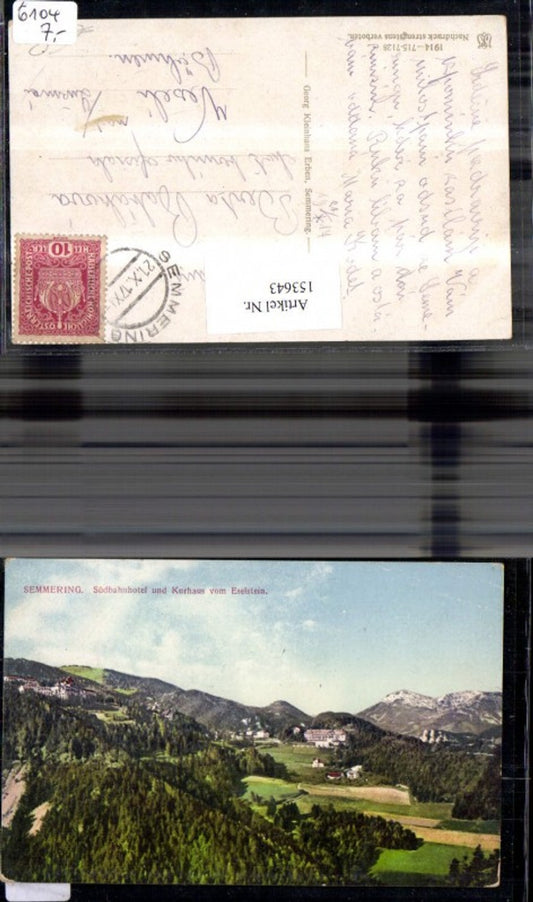 153643,Semmering Südbahnhotel u. Kurhaus v. Eselstein 1917