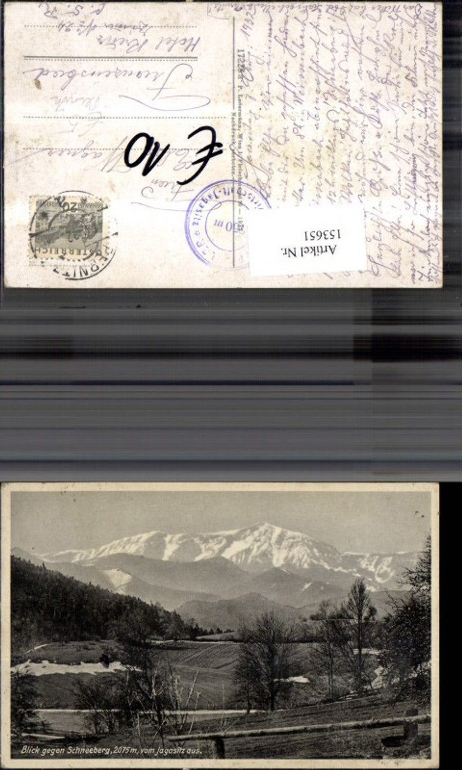 153651,Blick geg. Schneeberg v. Jagasitz aus Pernitz 1932