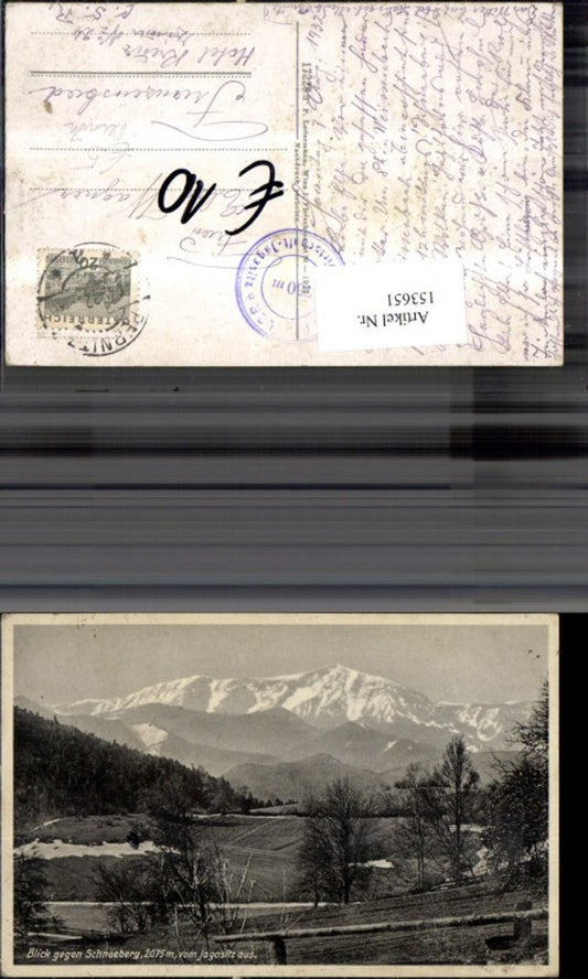 153651,Blick geg. Schneeberg v. Jagasitz aus Pernitz 1932