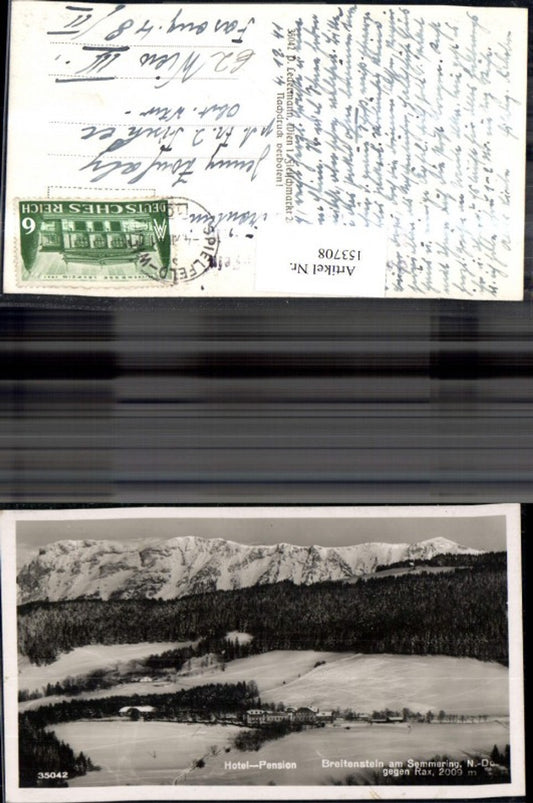 153708,Breitenstein a. Semmering geg.Rax Winteransicht m. Hotel Pension 1941