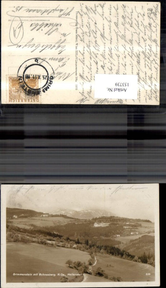 153739,Grimmenstein m.  Schneeberg Ansicht m. Heilanstalt 1951