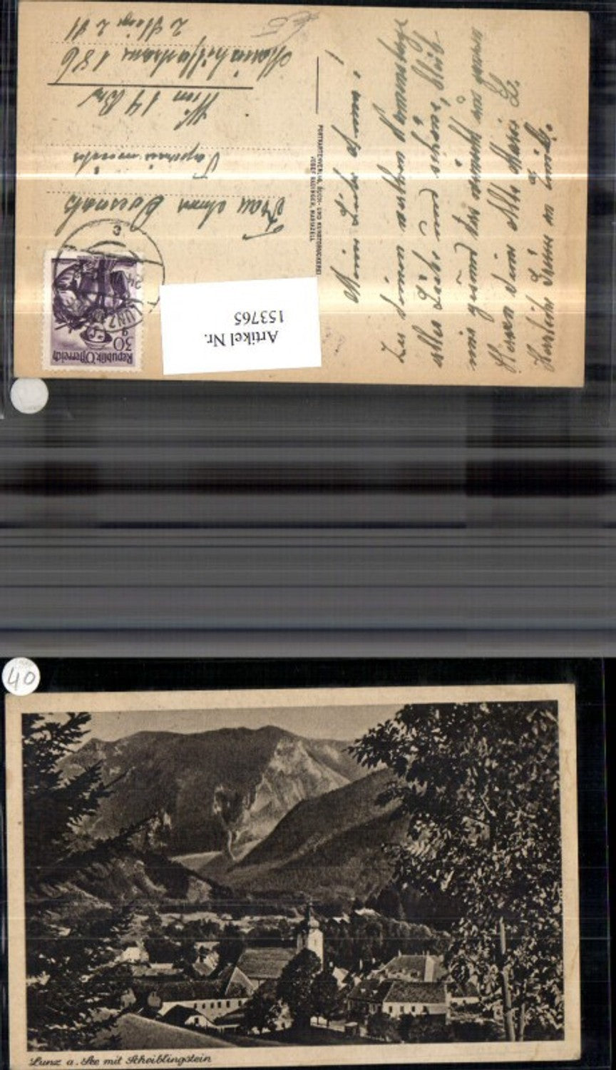 153765,Lunz a. See m. Scheiblingstein Lunzer See 1950
