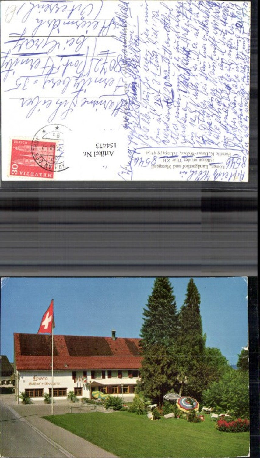 154473,Ellikon a. d. Thur Winterthur Landgasthof u. Metzgerei Löwen Fam. K Bauer Weber 1966 Kt Zürich