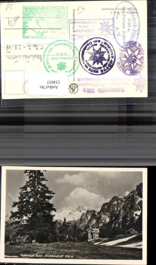154937,Gosau Gablonzerhaus Dachsteinblick Zwieselalm Dachsteingebiet 1948