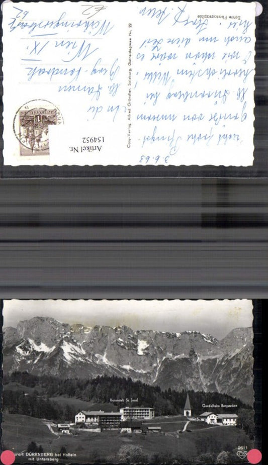 154952,Dürrnberg b. Hallein m. Untersberg Kuranstalt St Josef Gondelbahn Bergstation 1963