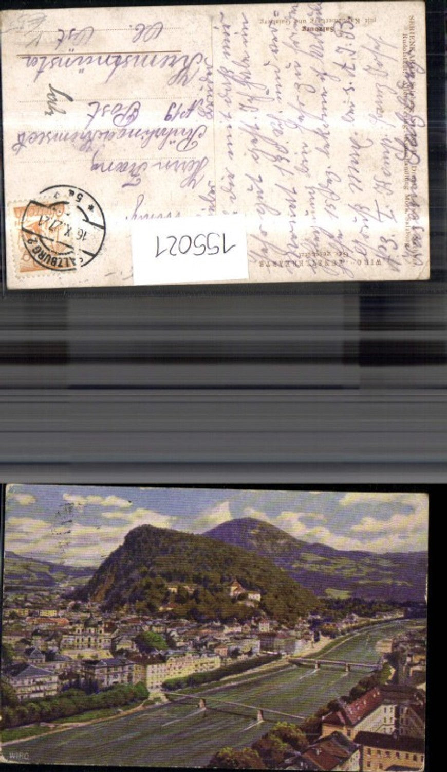 155021, Salzburg view with bridge 1927 pub Wiro artist postcard