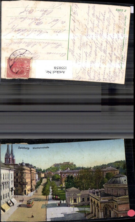 155058,Salzburg Westbahnstraße Ansicht m. Strassenbahn 1917 pub Ottmar Zieher