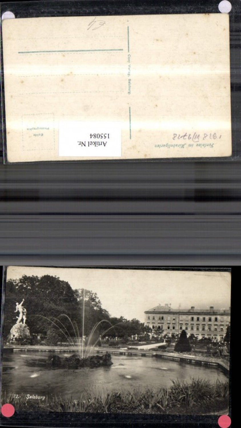 155084, Salzburg Fountain in Mirball Garden 1918 Fountain