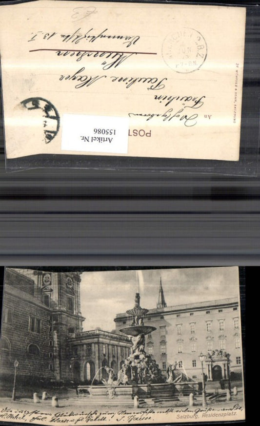 155086,Salzburg Residenzplatz Brunnen Statue