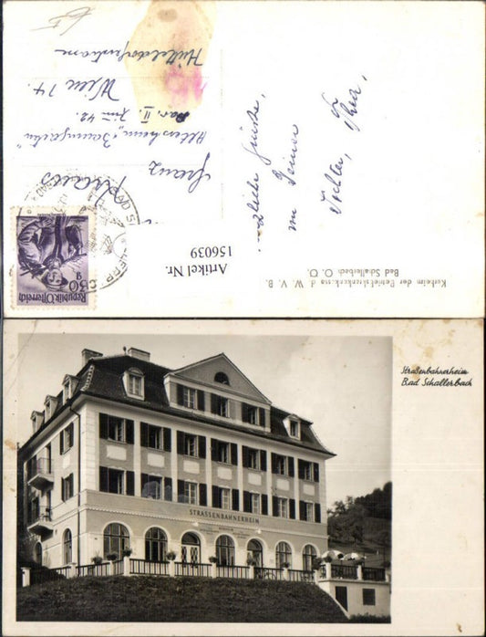 156039,Bad Schallerbach Kurheim d. Betriebskrankenkasse d. W V B Straßenbahnerheim 1956