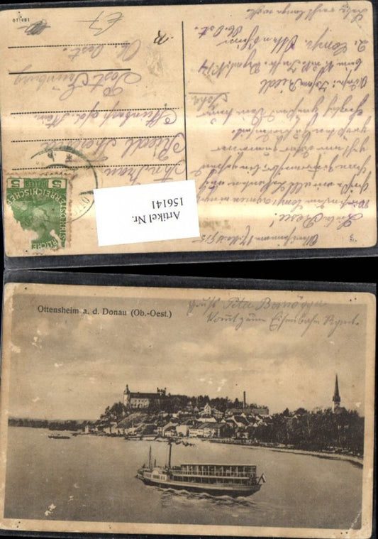 156141,Ottensheim a. d. Donau Ansicht m. Schiff Dampfer 1915