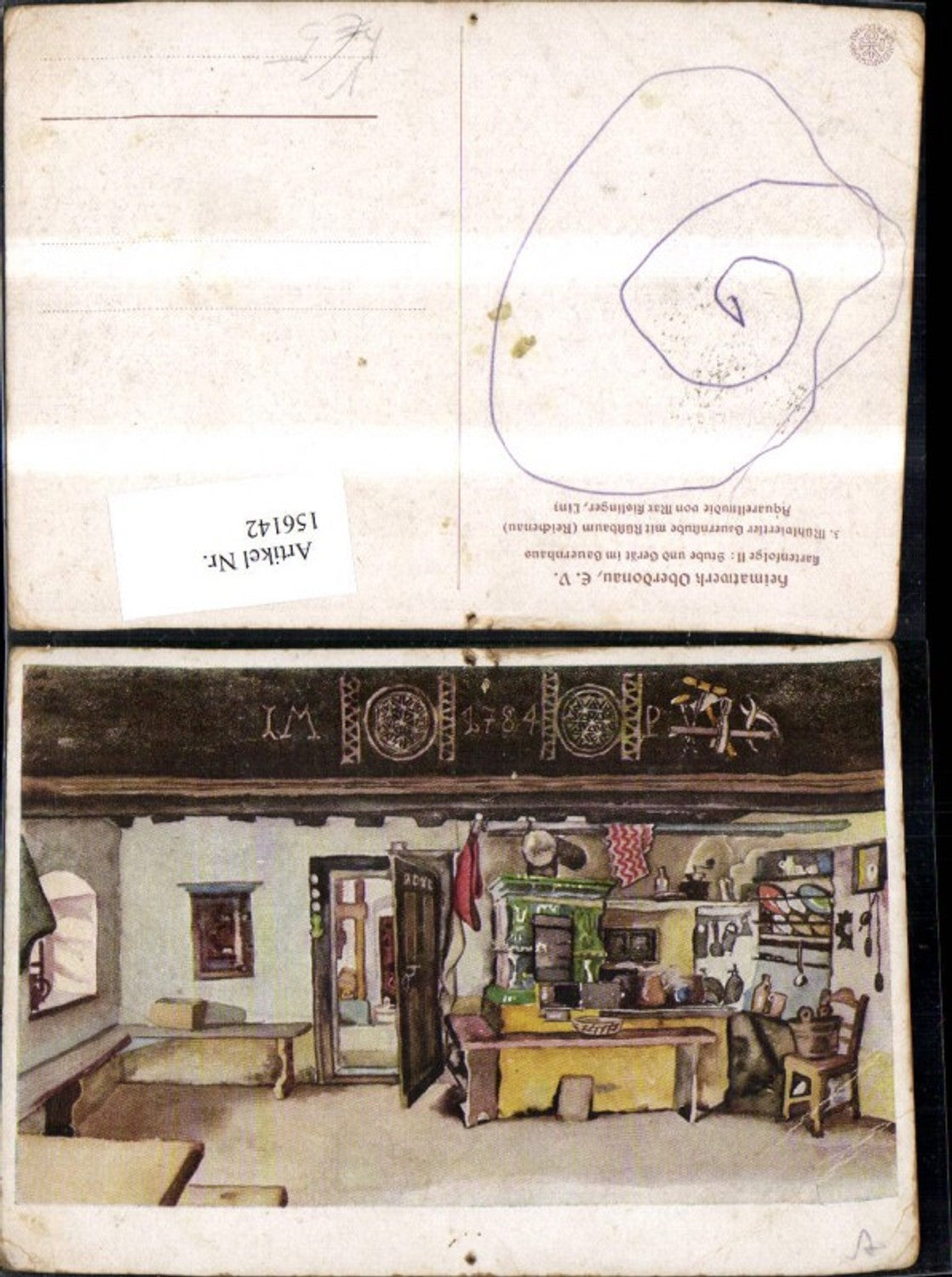 156142,Bauernstube m. Rüftbaum Reichenau pub Heimatwerk Oberdonau sign Max Kislinger