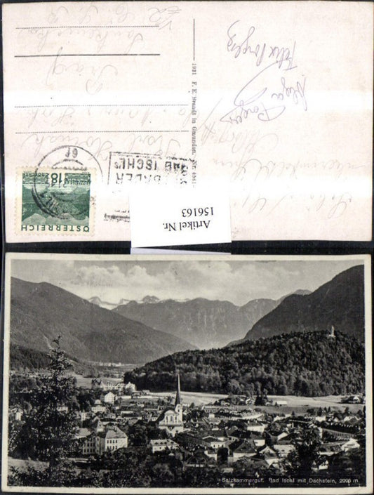 156163,Bad Ischl m. d. Dachstein Salzkammergut pub F E Brandt 4561