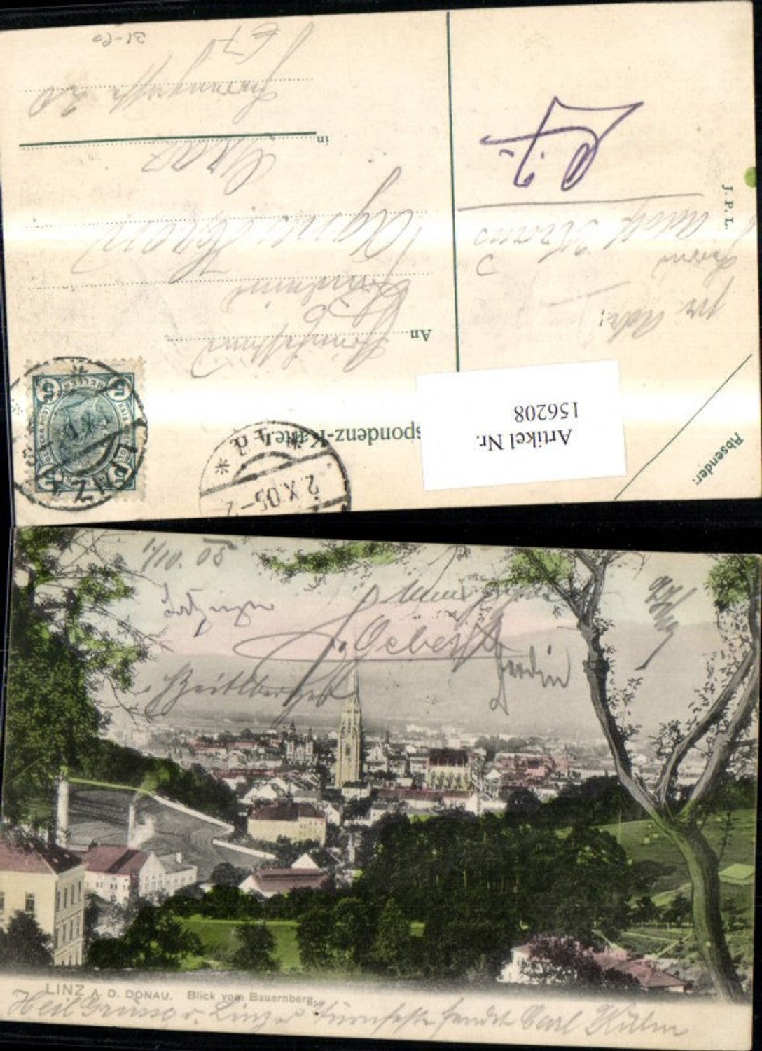 156208,Linz Blick v. Bauernberg 1905