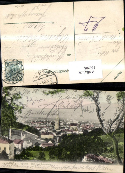 156208,Linz Blick v. Bauernberg 1905