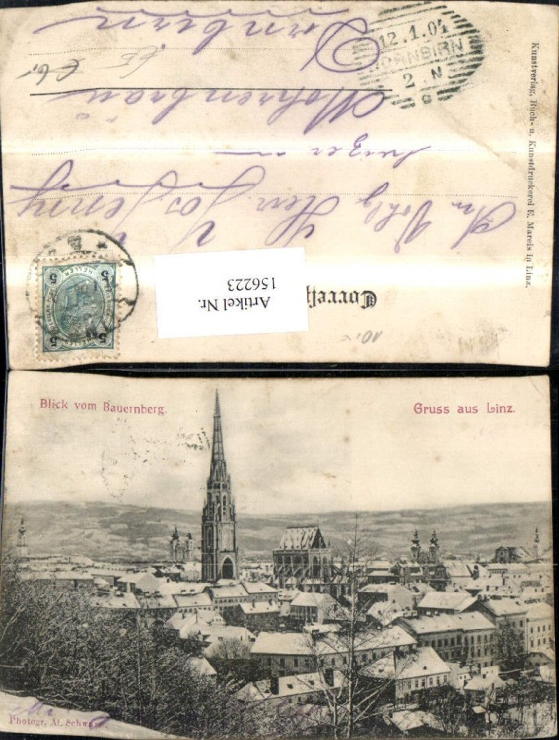 156223,Linz Blick v. Bauernberg 1904