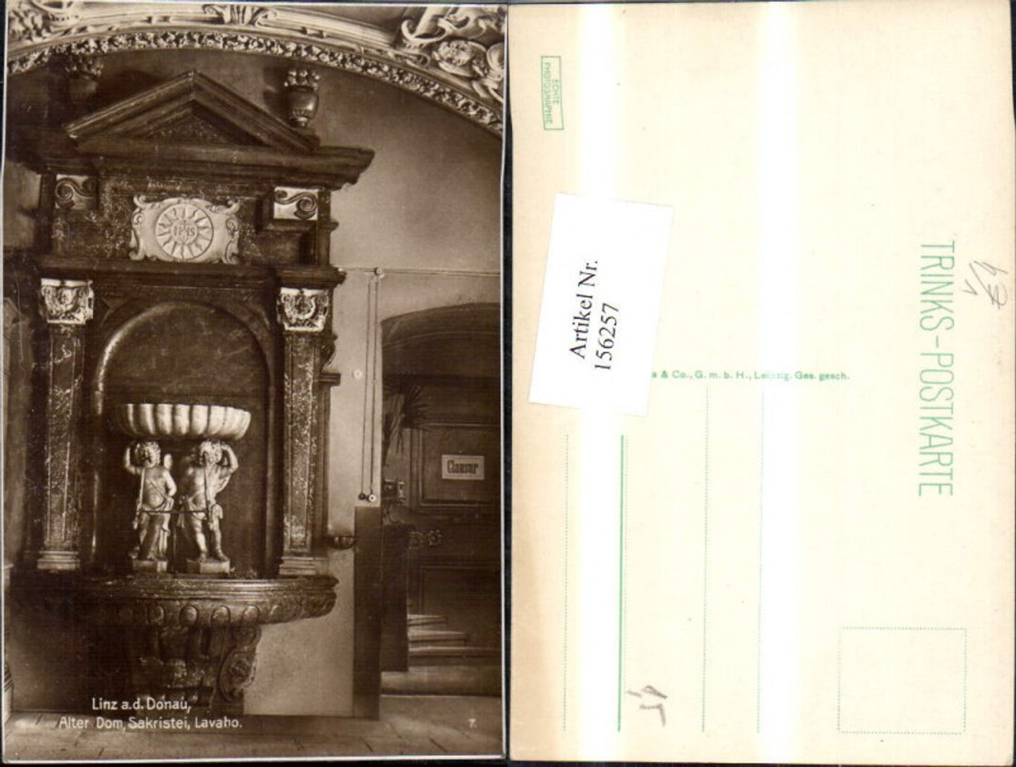 156257,Linz Alter Dom Innenansicht Sakristei Lavabo Brunnen pub Trinks Co 7