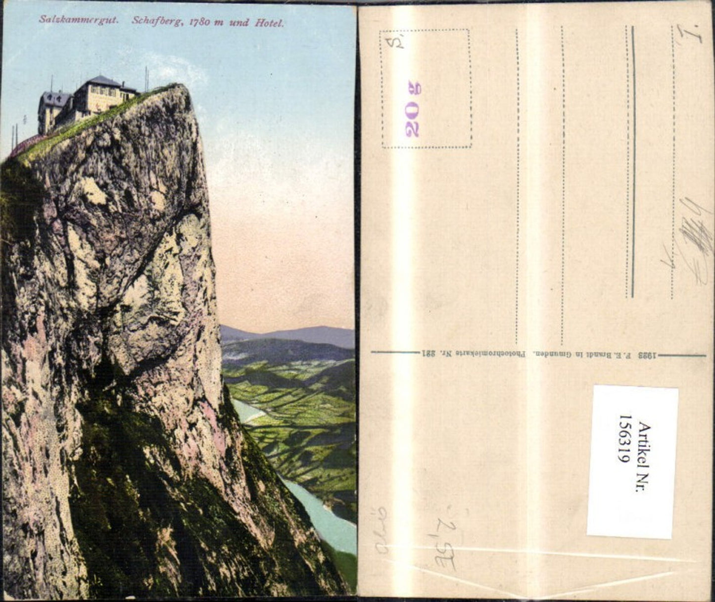 156319,Schafberg u. Hotel St Wolfgang pub F E Brandt 221