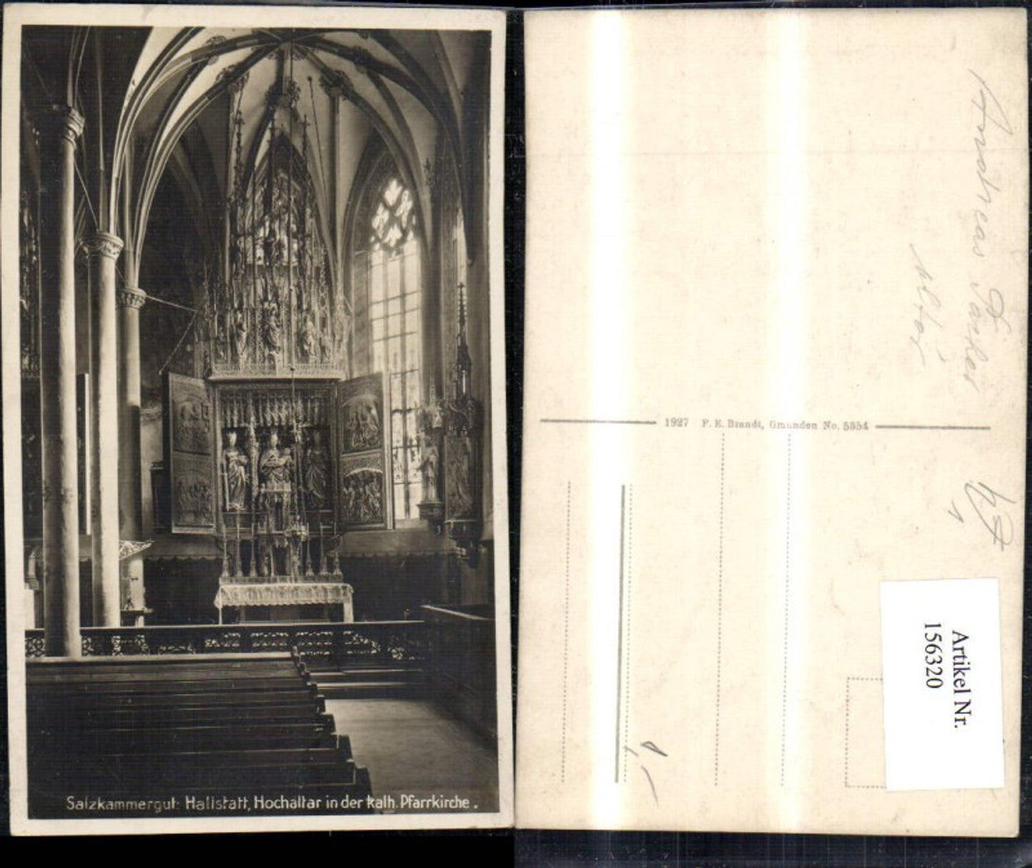 156320,Hallstatt Hochaltar i. d. Kath. Pfarrkirche pub F E Brandt 5354