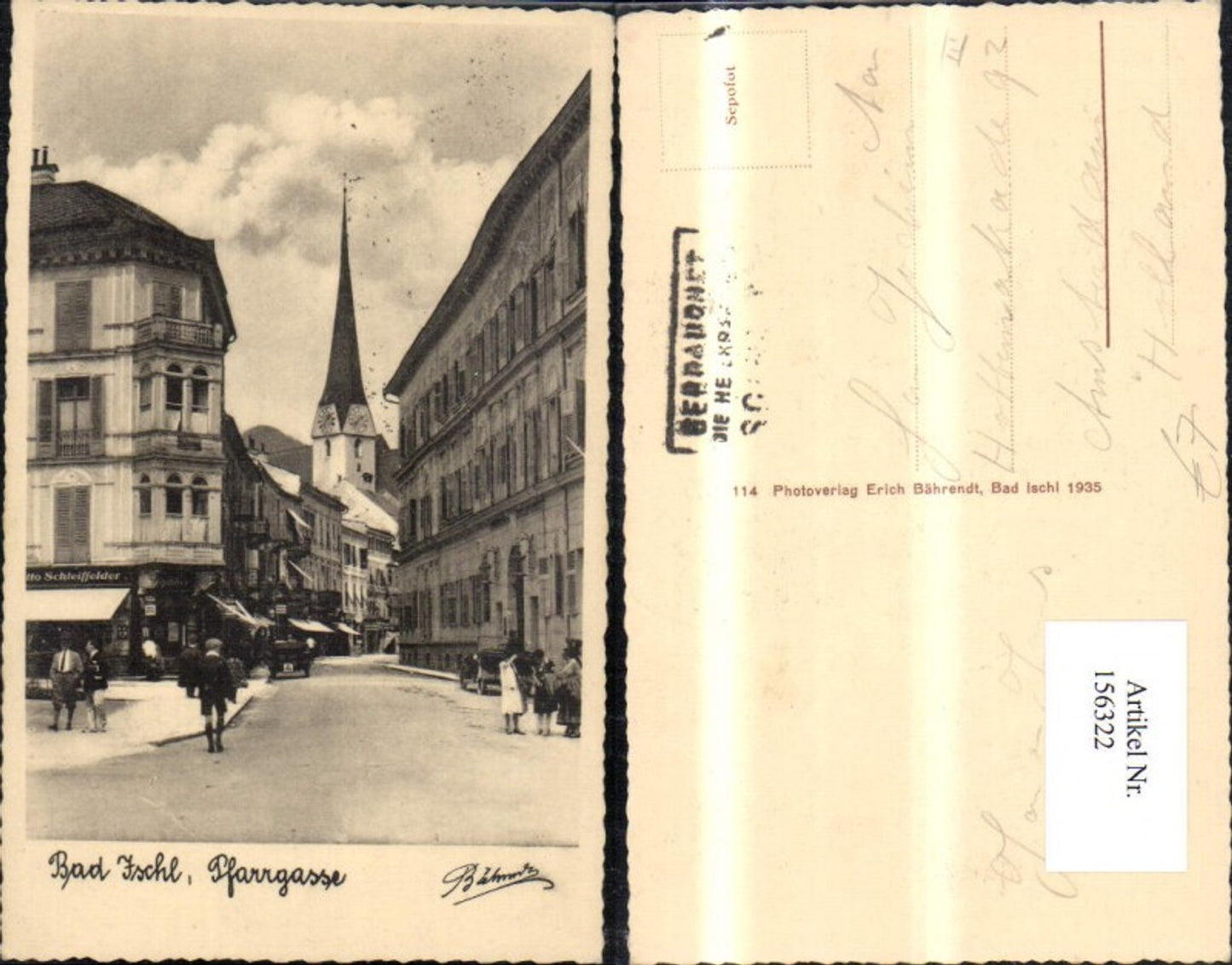 156322,Bad Ischl Pfarrgasse Strassenansicht m. Personen