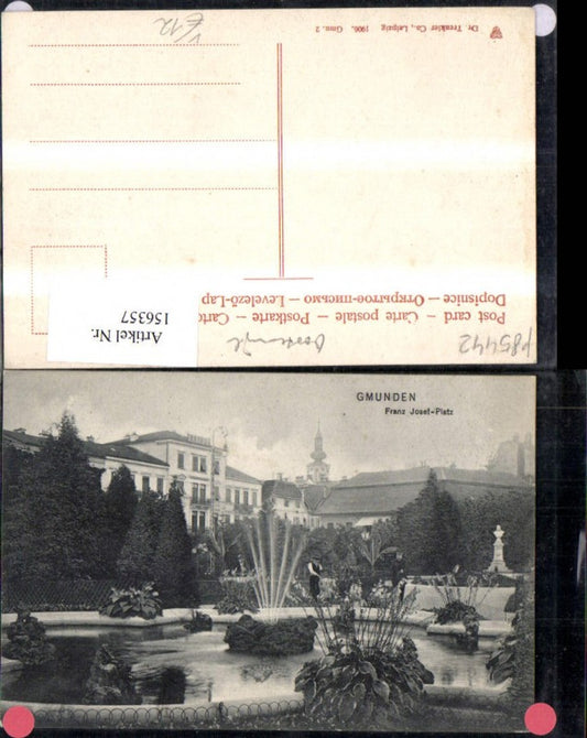 156357,Gmunden Franz Josef Platz Ansicht Springbrunnen Brunnen Personen pub Dr Trenkler Co