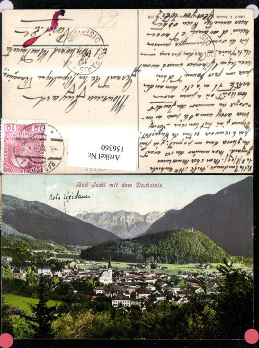 156360,Bad Ischl m. d. Dachstein 1909 pub F E Brandt 110