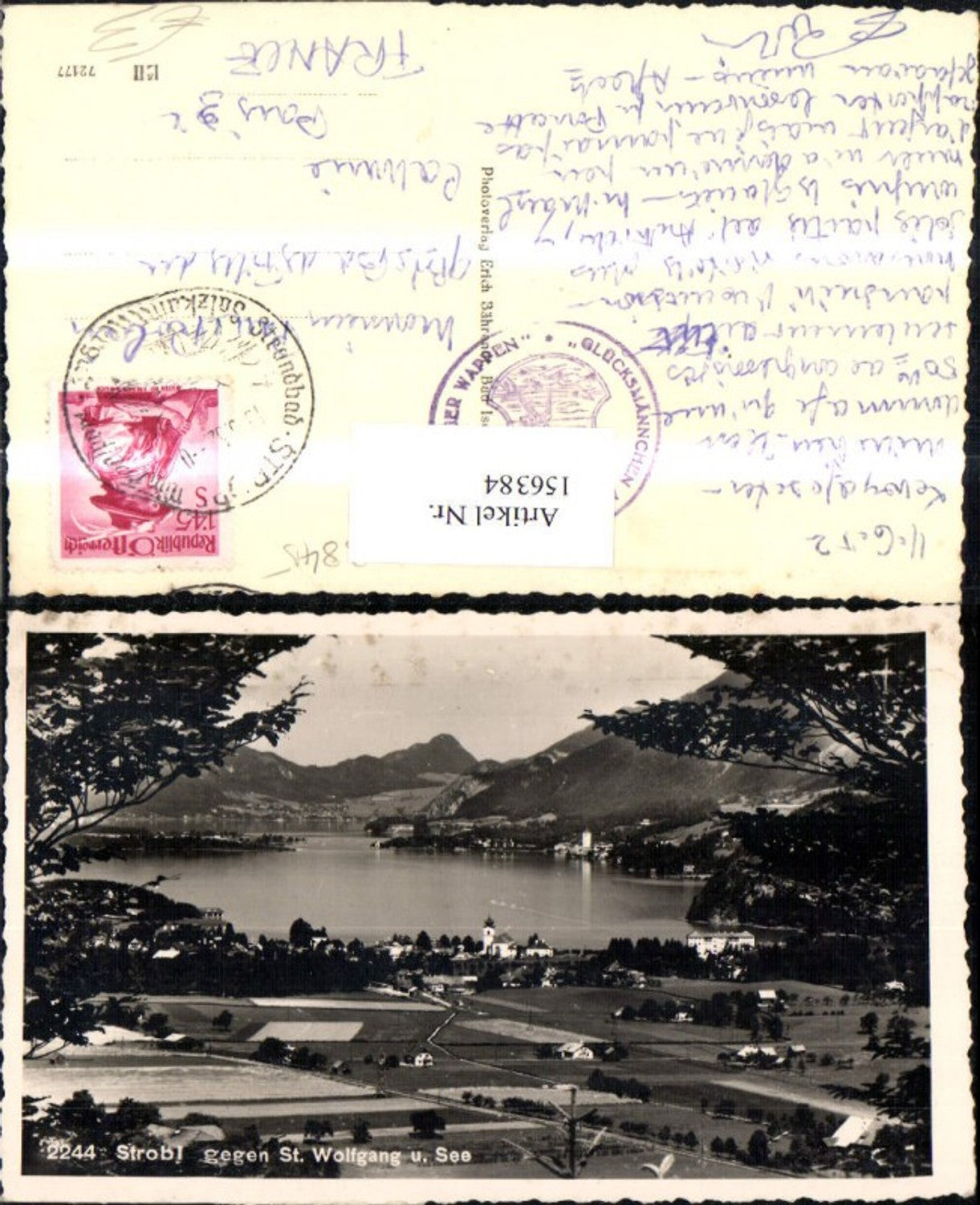 156384,Strobl geg. St Wolfgang  u. See 1952