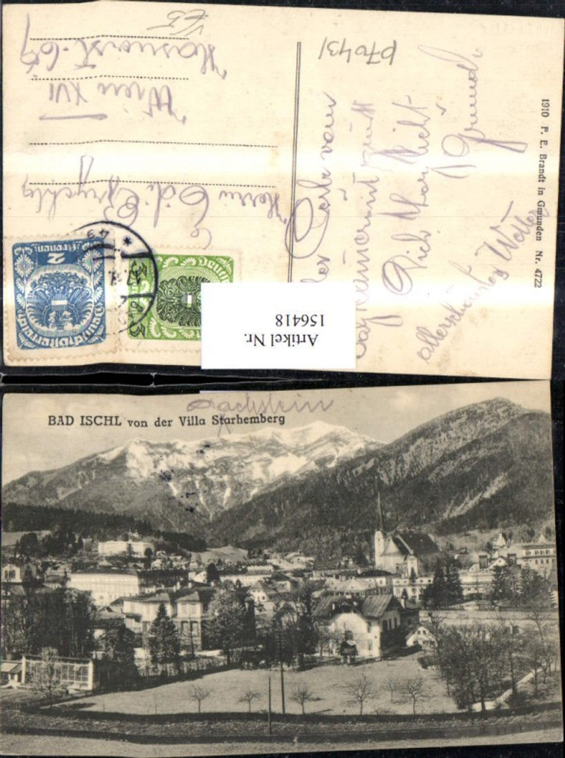 156418,Bad Ischl v. d. Villa Starhemberg pub F E Brandt 4722