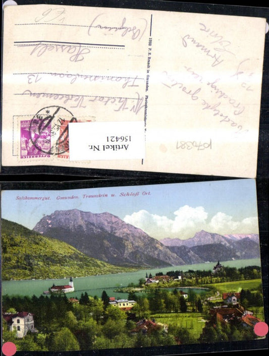 156421,Gmunden Traunstein u. Schloß Orth Salzkammergut pub F E Brandt 142