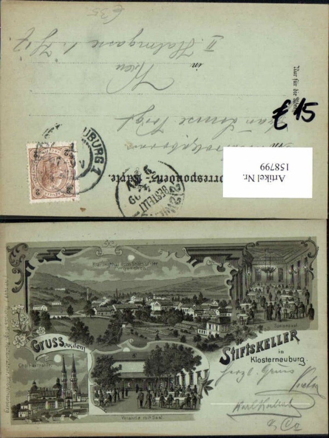 158799,Tolle Litho Stiftskeller Klosterneuburg Kierling Kierlingthal 1898