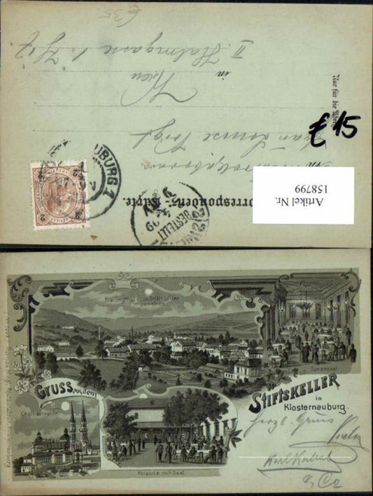 158799,Tolle Litho Stiftskeller Klosterneuburg Kierling Kierlingthal 1898